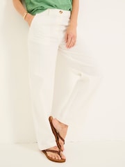 FatFace Ellie White Straight Leg Trousers - Image 1 of 6
