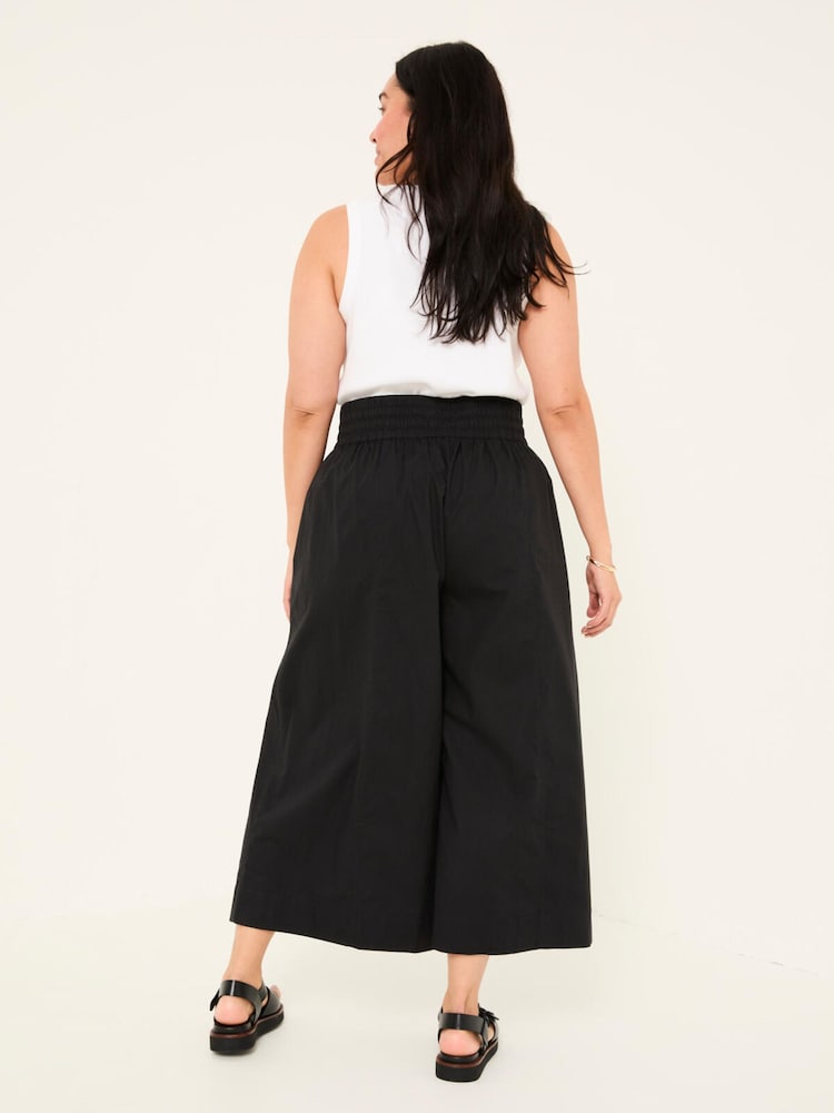 FatFace Aubrey Black Wide Leg Crop Trouser - Image 2 of 13