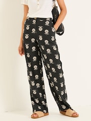 FatFace Ellie Washed Black Straight Leg Shell Trousers - Image 1 of 6