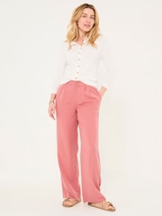 FatFace Penny Rose Pink Wide Leg Trousers - Image 2 of 6