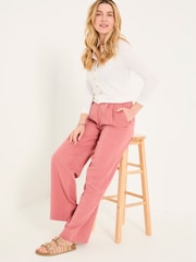 FatFace Penny Rose Pink Wide Leg Trousers - Image 4 of 6
