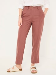 FatFace Issy Dark Natural Tapered Linen Blend Trousers - Image 1 of 6