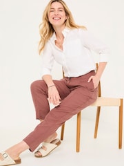 FatFace Issy Dark Natural Tapered Linen Blend Trousers - Image 3 of 6