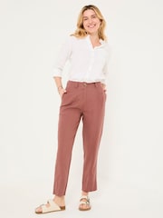 FatFace Issy Dark Natural Tapered Linen Blend Trousers - Image 4 of 6