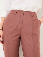 FatFace Issy Dark Natural Tapered Linen Blend Trousers - Image 5 of 6