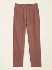 FatFace Issy Dark Natural Tapered Linen Blend Trousers - Image 6 of 6