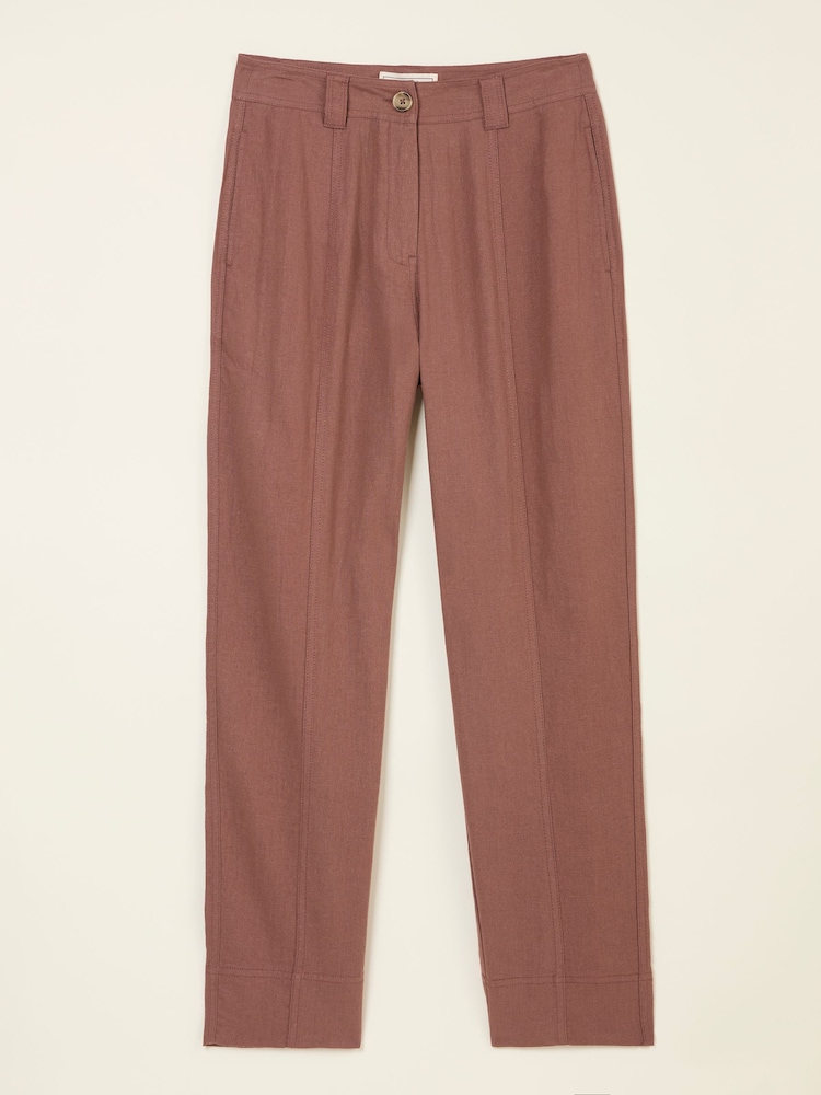 FatFace Issy Dark Natural Tapered Linen Blend Trousers - Image 6 of 6