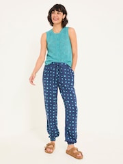 FatFace Lyme Teal Blue Spot Cuffed Joggers - Image 1 of 5