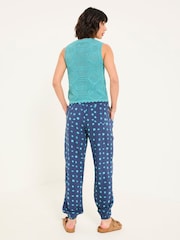 FatFace Lyme Teal Blue Spot Cuffed Joggers - Image 2 of 5
