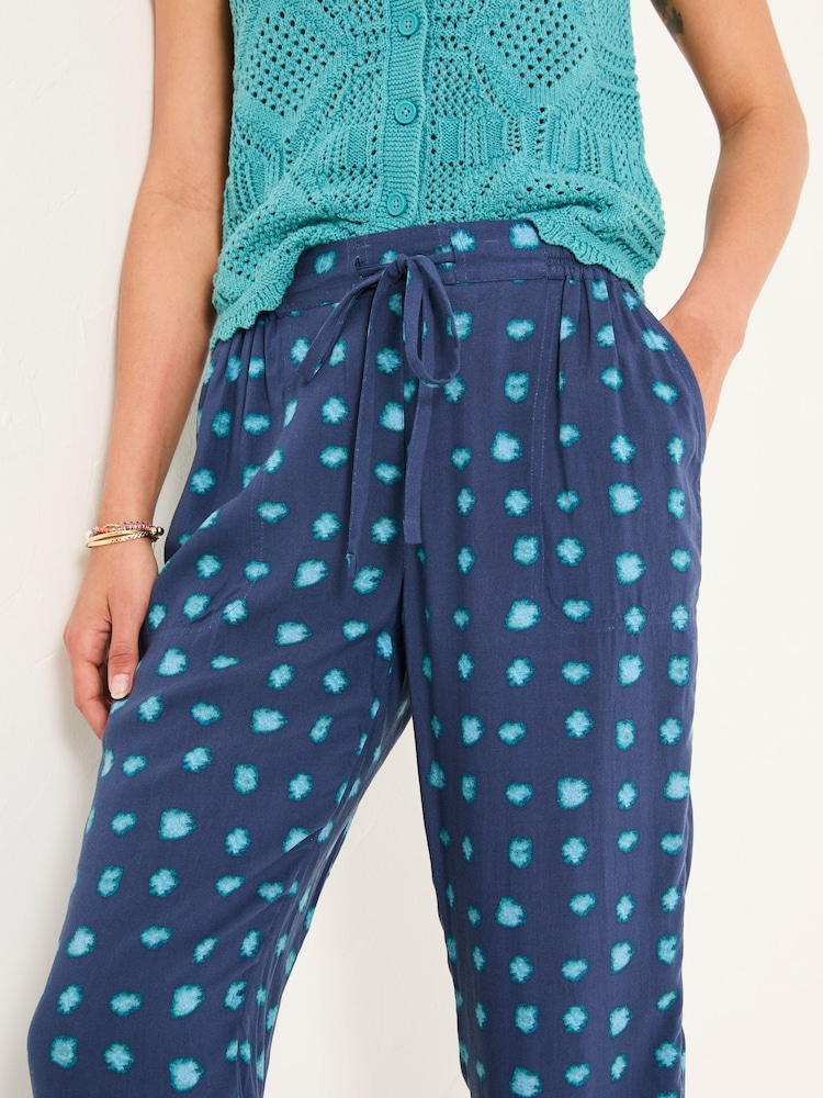 FatFace Lyme Teal Blue Spot Cuffed Joggers - Image 3 of 5