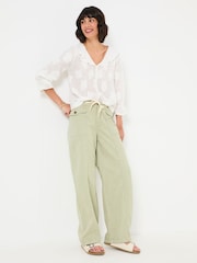 FatFace Henrietta Light Green Wide Leg Cargo Trousers - Image 1 of 5