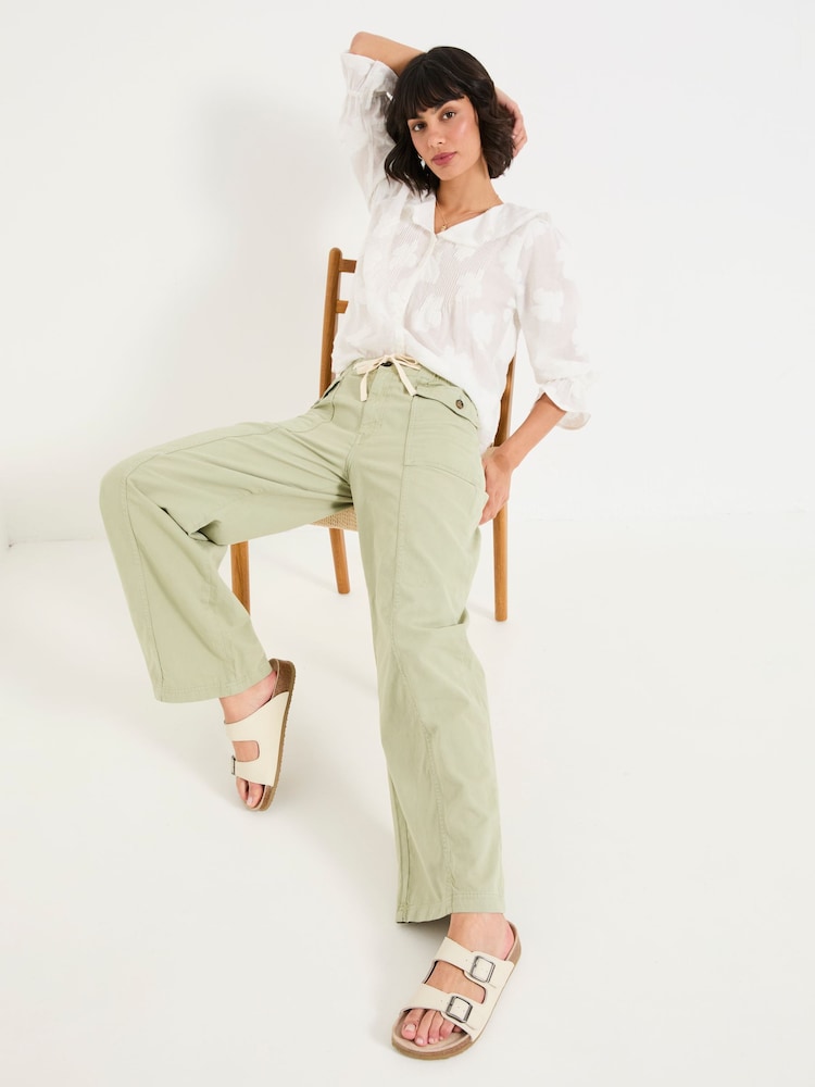 FatFace Henrietta Light Green Wide Leg Cargo Trousers - Image 4 of 5