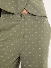 FatFace Nina Light Green Embroidered Cropped Trousers - Image 10 of 11
