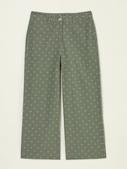 FatFace Nina Light Green Embroidered Cropped Trousers - Image 11 of 11