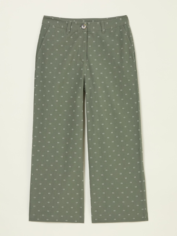 FatFace Nina Light Green Embroidered Cropped Trousers - Image 11 of 11