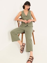 FatFace Nina Light Green Embroidered Cropped Trousers - Image 2 of 11