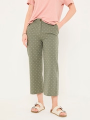 FatFace Nina Light Green Embroidered Cropped Trousers - Image 3 of 11