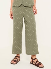 FatFace Nina Light Green Embroidered Cropped Trousers - Image 4 of 11