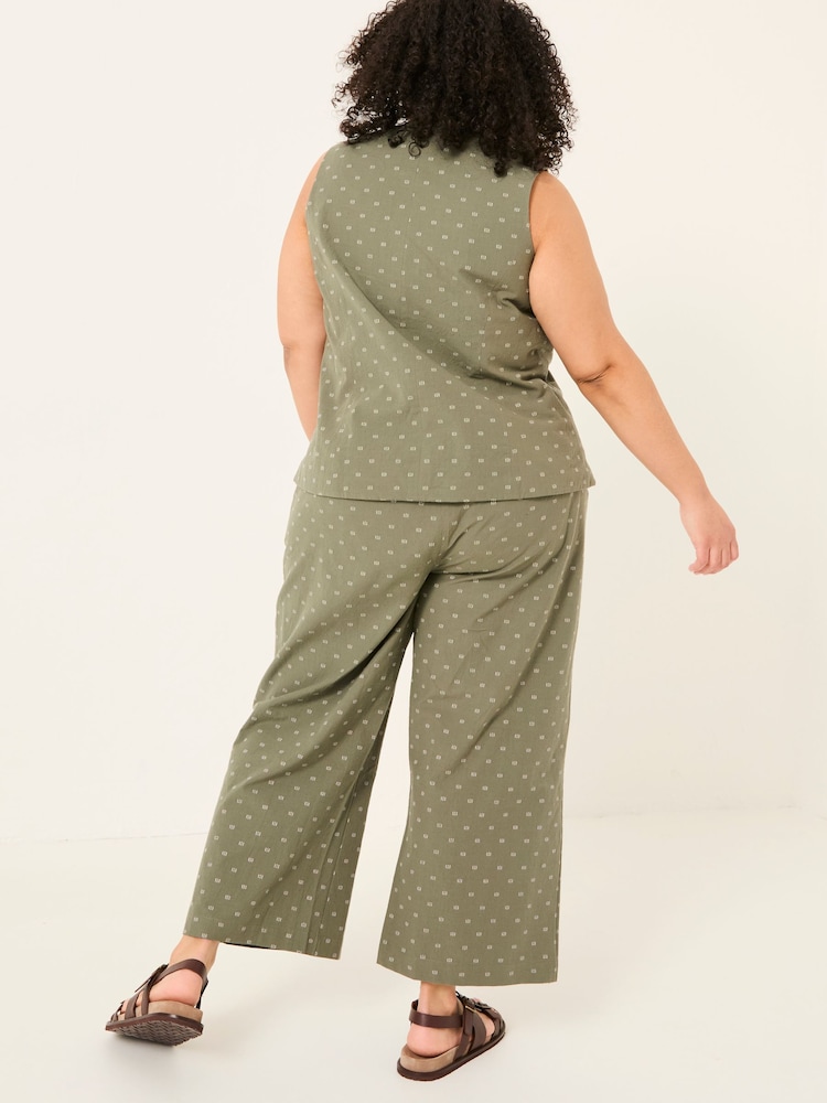 FatFace Nina Light Green Embroidered Cropped Trousers - Image 7 of 11