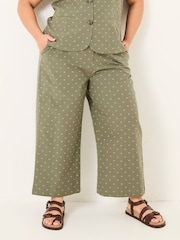 FatFace Nina Light Green Embroidered Cropped Trousers - Image 8 of 11