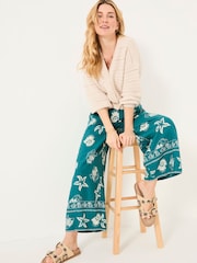 FatFace Eliza Teal Blue Shell Cropped Trousers - Image 4 of 6