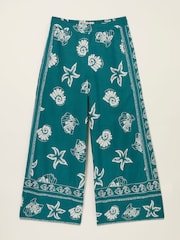 FatFace Eliza Teal Blue Shell Cropped Trousers - Image 6 of 6