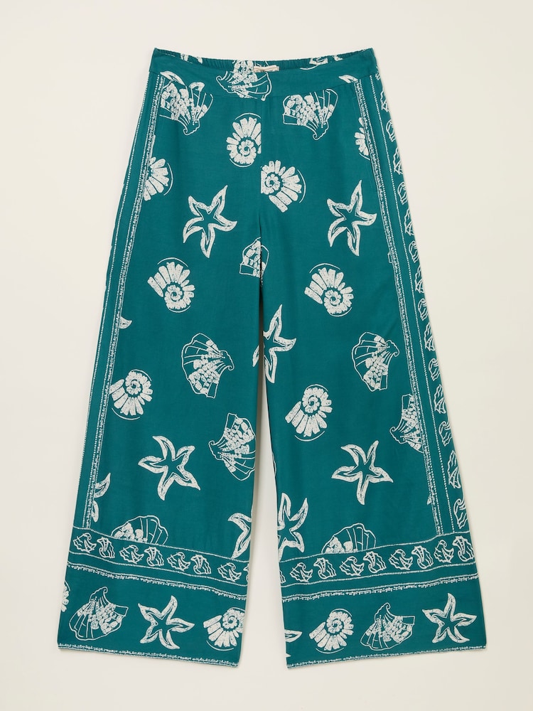 FatFace Eliza Teal Blue Shell Cropped Trousers - Image 6 of 6
