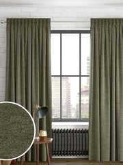 Olive Green Boucle Textured Made to Measure Curtains - Image 1 of 6