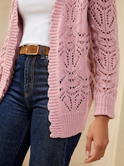 Rose rose - Cardigan long Lipsy en maille Pretty Stitch au crochet - Image 3 de 4