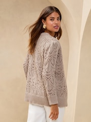 neutre - Cardigan long Lipsy en maille Pretty Stitch au crochet - Image 2 de 4