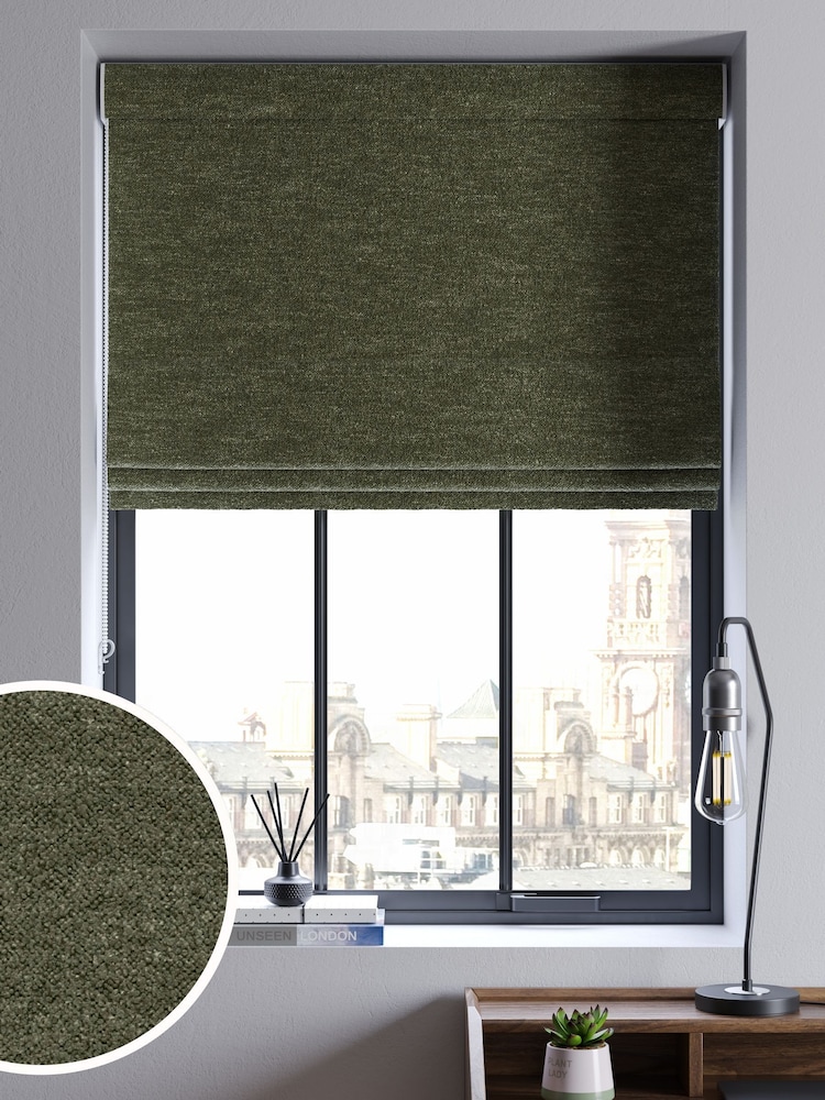Olive Green Boucle Textured Made to Measure Roman Blind - Image 1 of 6