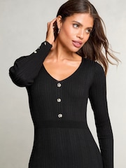 Negro - Lipsy Knitted Cable Ribbed Detail Bodycon Midi Dress - Imagen 3 de 4