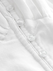 White Button Down Midi Dress With Linen - Image 10 of 10