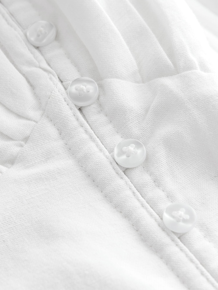White Button Down Midi Dress With Linen - Image 10 of 10