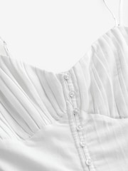 White Button Down Midi Dress With Linen - Image 9 of 10