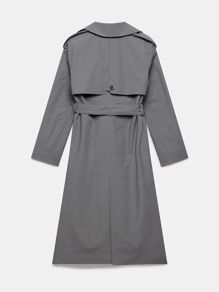 Mint Velvet Grey Relaxed 100% Cotton Trench Coat - Image 4 of 4
