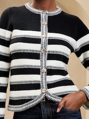 Negro y blanco - Lipsy Buttoned Crew Neck Knit Cardigan - Imagen 2 de 4