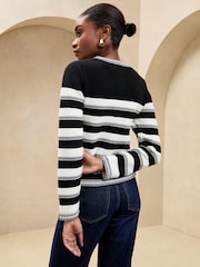 Negro y blanco - Lipsy Buttoned Crew Neck Knit Cardigan - Imagen 4 de 4