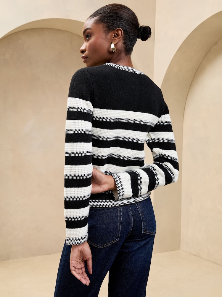 Negro y blanco - Lipsy Buttoned Crew Neck Knit Cardigan - Imagen 4 de 4
