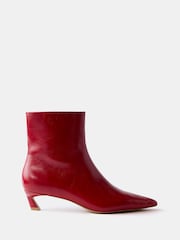 Mint Velvet Red Leather Kitten Heel Boots - Image 1 of 2