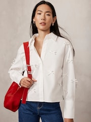 Mint Velvet White 100% Cotton Bow Detail Shirt - Image 2 of 4