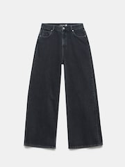 Mint Velvet Black 100% Cotton Washed Wide Leg Jeans - Image 3 of 4