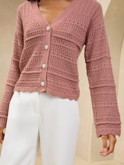 Lipsy Pretty Stitch Knit Cardigan - Imagen 2 de 4