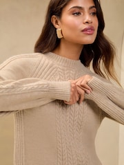 Lipsy Neutral Cable Knit Turtle Neck Jumper - Image 2 of 4
