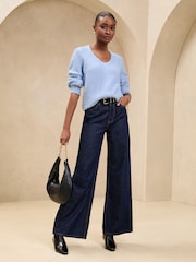 Blue Cable Knit - Lipsy V-Neck Longline Knitted Jumper - Imagen 2 de 4