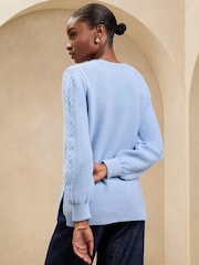 Blue Cable Knit - Lipsy V-Neck Longline Knitted Jumper - Imagen 4 de 4