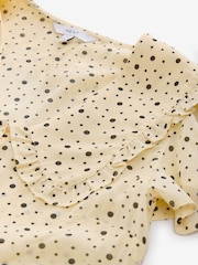 Yellow Ditsy Spot Peter Pan Collar Sheer Short Sleeve Blouse - Image 7 of 8