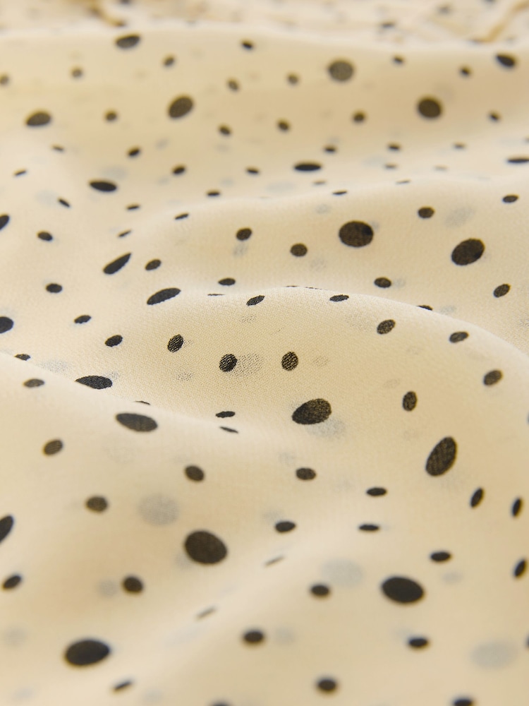 Yellow Ditsy Spot Peter Pan Collar Sheer Short Sleeve Blouse - Image 8 of 8