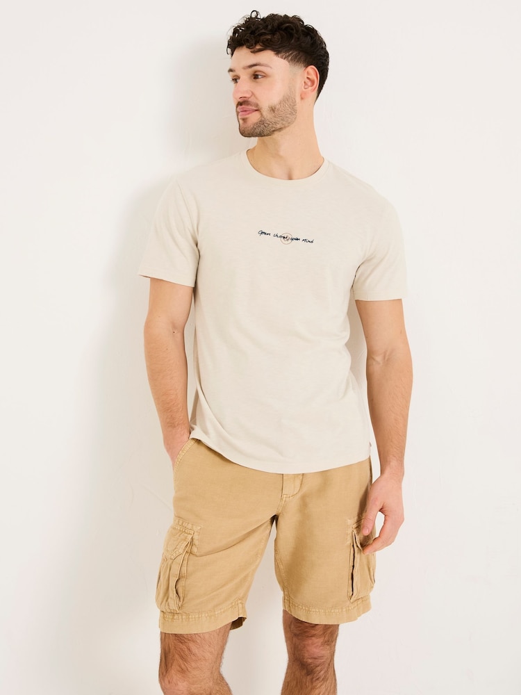FatFace Oatmeal Open Shores Graphic Tshirt - Image 1 of 7