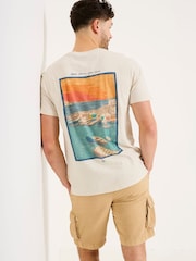 FatFace Oatmeal Open Shores Graphic Tshirt - Image 2 of 7